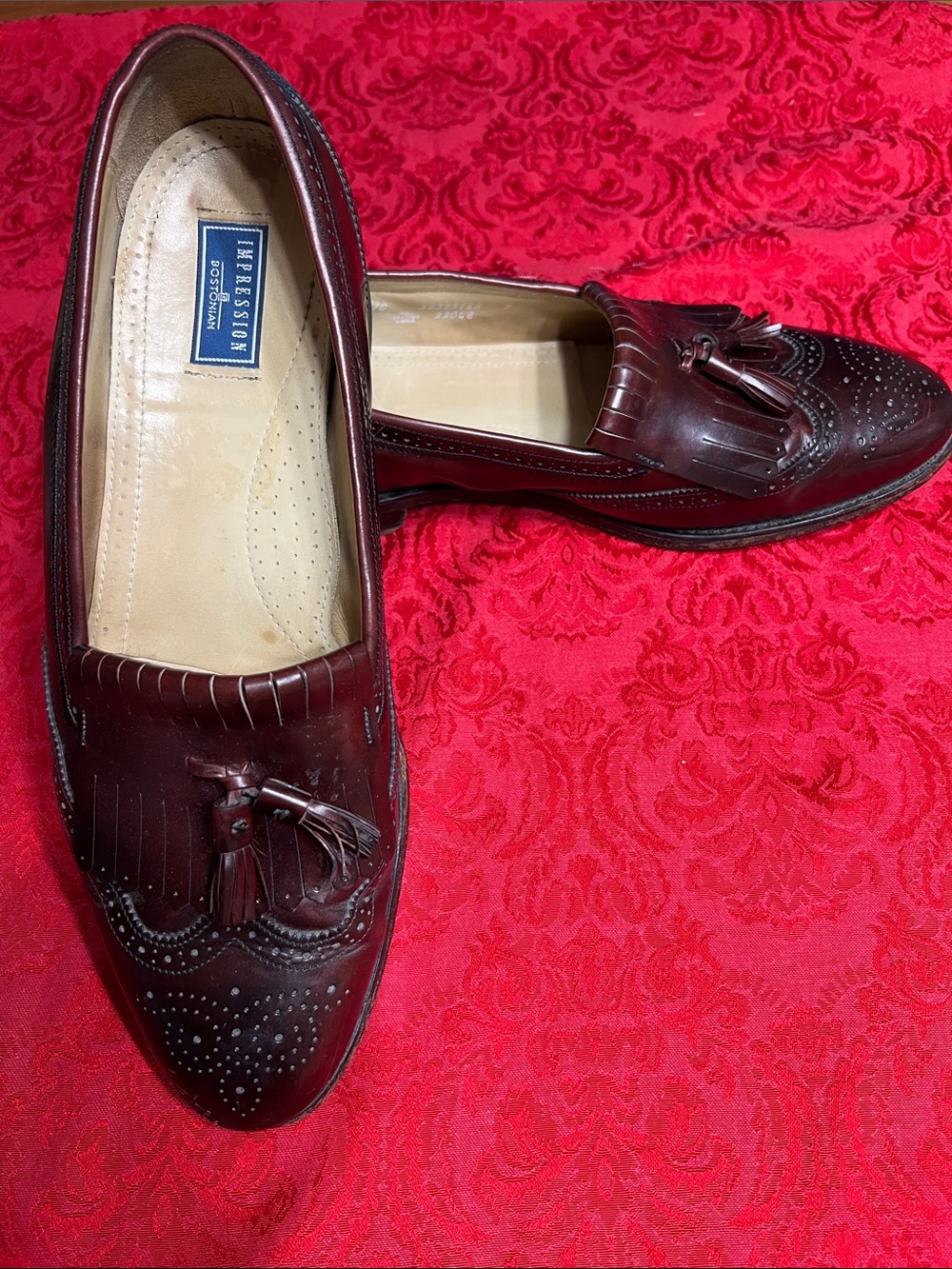 Bostonian Impressions Men’s 15 B/C Burgundy Leather Kiltie Tassel Loafers USA